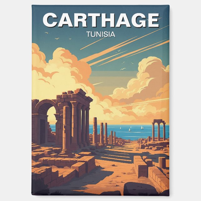 Vintage Carthage Tunisia Travel Magnet (Front)