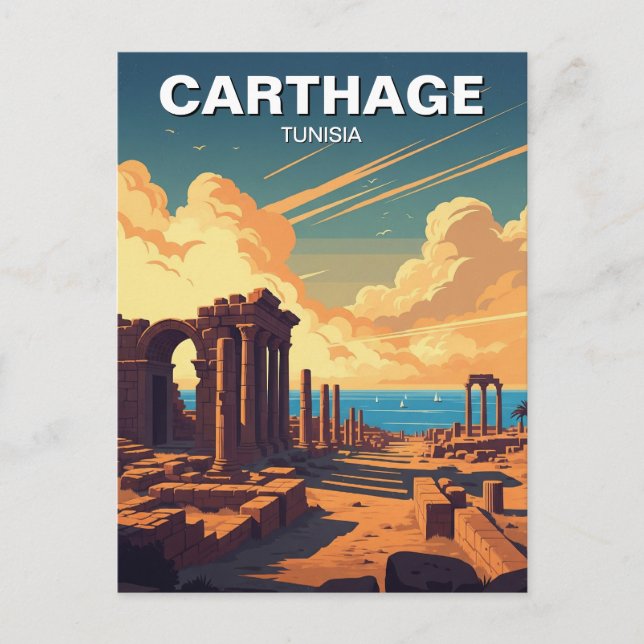 Vintage Carthage Tunisia Travel Postcard (Front)