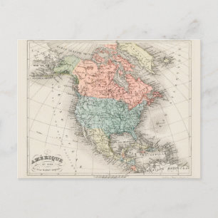 Vintage Cartographic Map of North America (1878) Postcard