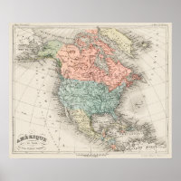 Vintage Cartographic Map of North America (1878)