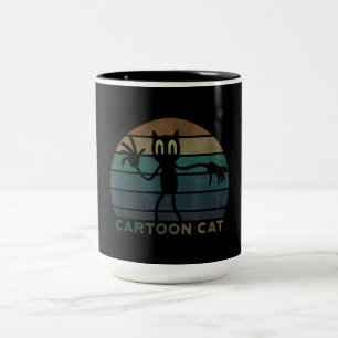 Vintage Cartoon Cat Creepypasta   Cool Cat Lover Two-Tone Coffee Mug