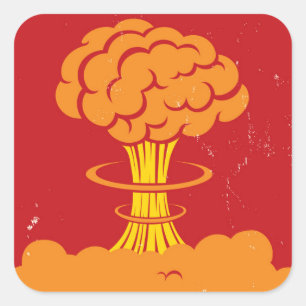 Vintage Cartoon Mushroom Cloud Square Sticker