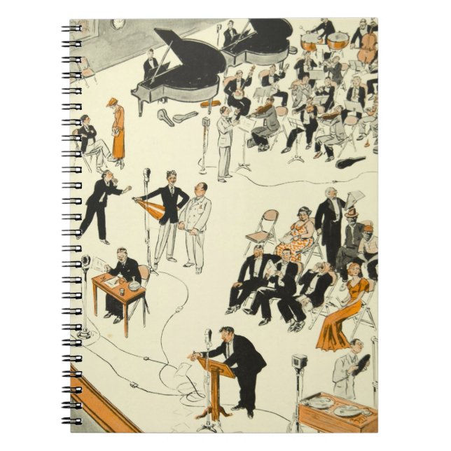 Vintage Cartoon Radio Program Musicians Funny Notebook (Front)