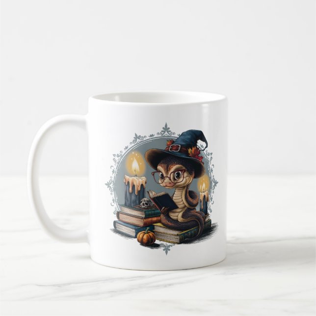 Vintage Cartoon Snake: Gothic, Halloween Vibes  Coffee Mug (Left)