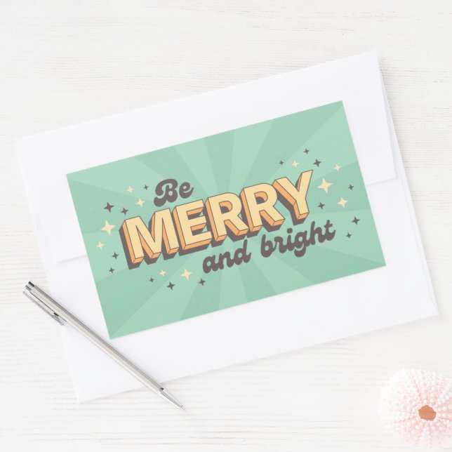 Vintage cartoon style Xmas greetings text Rectangular Sticker (Envelope)