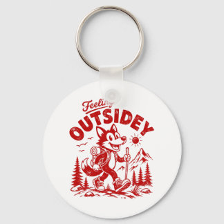 Vintage Cartoon Walking Fox Feeling Outsidey Key Ring