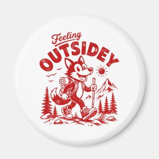 Vintage Cartoon Walking Fox Feeling Outsidey Magnet