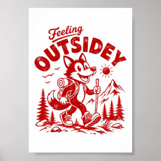 Vintage Cartoon Walking Fox Feeling Outsidey Poster
