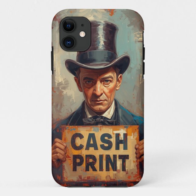Vintage Cash Print Gentleman Mobile Case (Back)