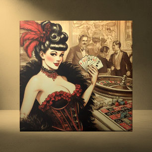 Vintage Casino Girl Tile