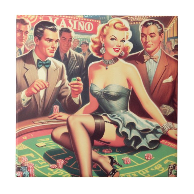 Vintage Casino Illustration Tile (Front)