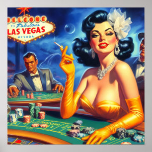 Vintage Casino Woman Poster