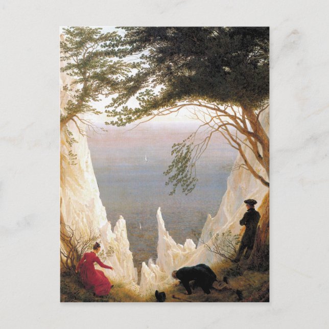 Vintage Caspar Friedrich Chalk Cliffs at Ruegen Postcard (Front)