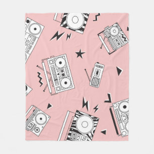 Vintage cassette players: retro pattern. fleece blanket