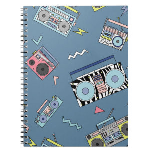 Vintage Cassette Players: Retro Seamless Art Notebook