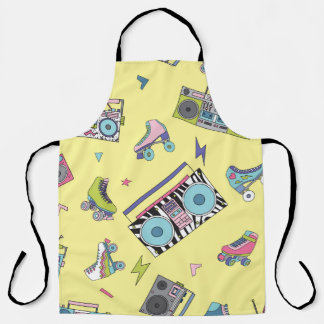 Vintage cassette, roller skates: retro apron