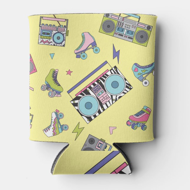 Vintage cassette, roller skates: retro can cooler (Front)