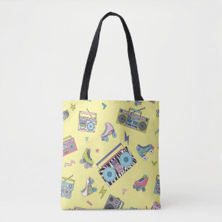 Vintage cassette, roller skates: retro tote bag