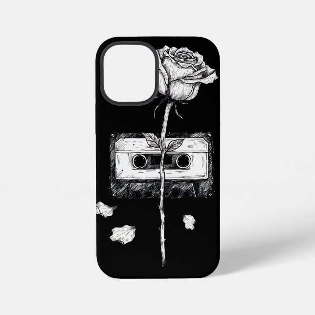 Vintage Cassette Tape Blooming Rose Aesthetic  iPhone Case (Back)