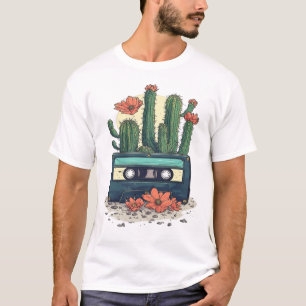 Vintage Cassette Tape Cactus Retro Desert Flowers T-Shirt