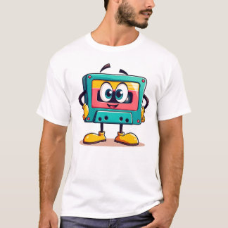 Vintage Cassette Tape Cartoon Mascot T-Shirt