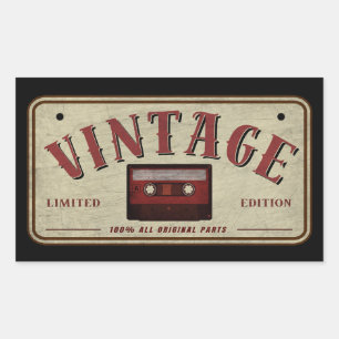Vintage Cassette Tape Limited Edition Music Lover Rectangular Sticker