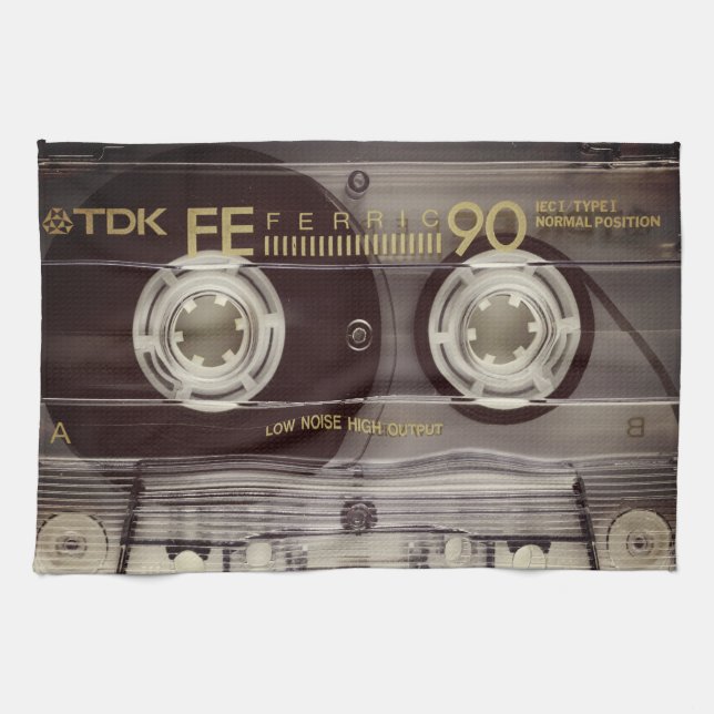 Vintage Cassette Tape Tea Towel (Horizontal)