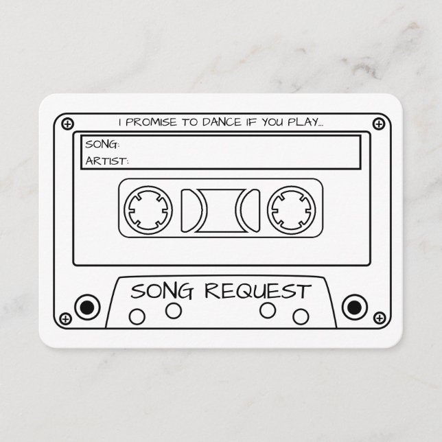 Vintage Cassette Tape Wedding Song Request Enclosure Card (Front)
