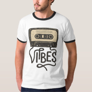 Vintage cassette tape with vibes typography art T-Shirt