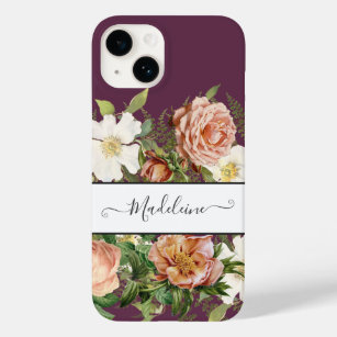 Vintage Cassis Pink n White Floral Stylish Flowers Case-Mate iPhone 14 Case