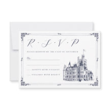 Vintage Castle Venue Illustration Border Wedding