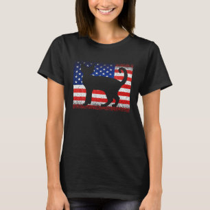Vintage Cat American Flag Animal July 4H Women Men T-Shirt
