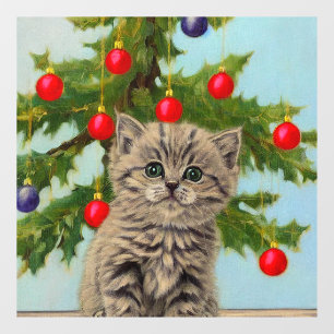 Vintage Cat and Christmas Tree