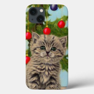 Vintage Cat and Christmas Tree iPhone 13 Case