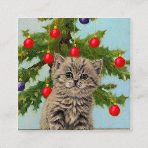 Vintage Cat and Christmas Tree Enclosure Card