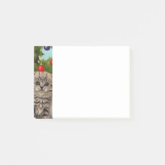 Vintage Cat and Christmas Tree Post-it Notes