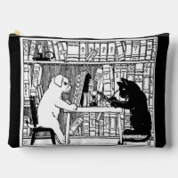 Vintage Cat and Dog Library Bookish Literary