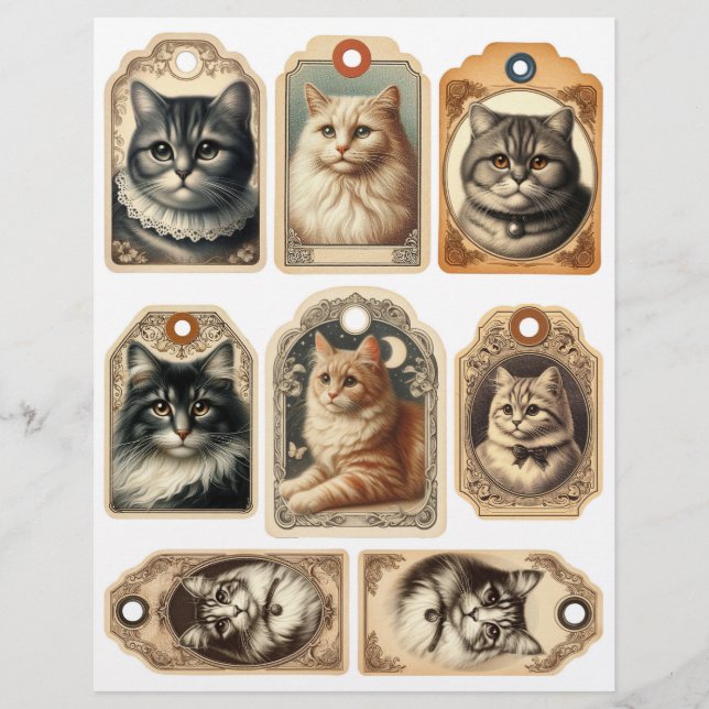 Vintage Cat and Kitten Tags (Front)