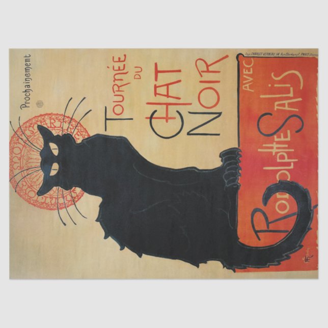 Vintage Cat Art Le Chat Noir Tissue Paper (Front)