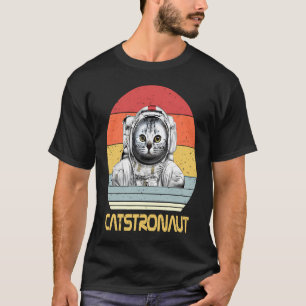 Vintage Cat Astronaut Castronaut Cat Mum Astrology T-Shirt