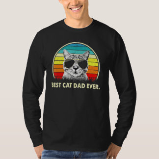 Vintage Cat Best Cat Dad Ever Retro Fathers Day T-Shirt