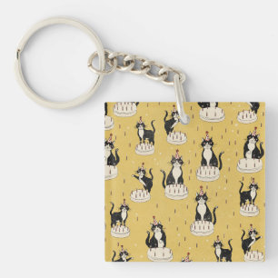 Vintage Cat Birthday Key Ring