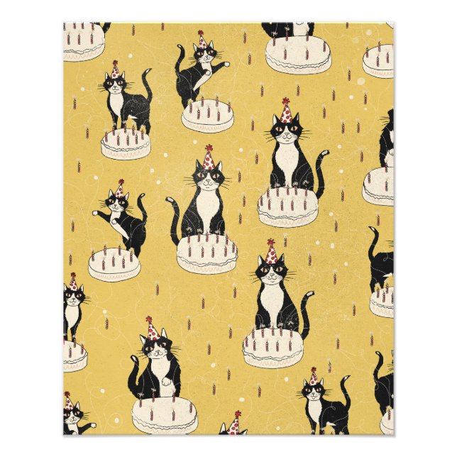 Vintage Cat Birthday  Photo Print (Front)