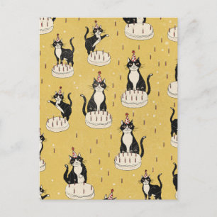 Vintage Cat Birthday Postcard