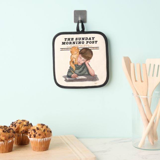 Vintage Cat & Boy Illustrated Magazine 1920s Pot Holder (Insitu(Hanging))