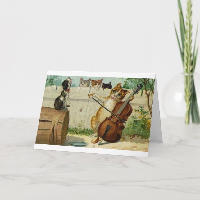 Vintage Cat Cello Concerto Note Card (Front)