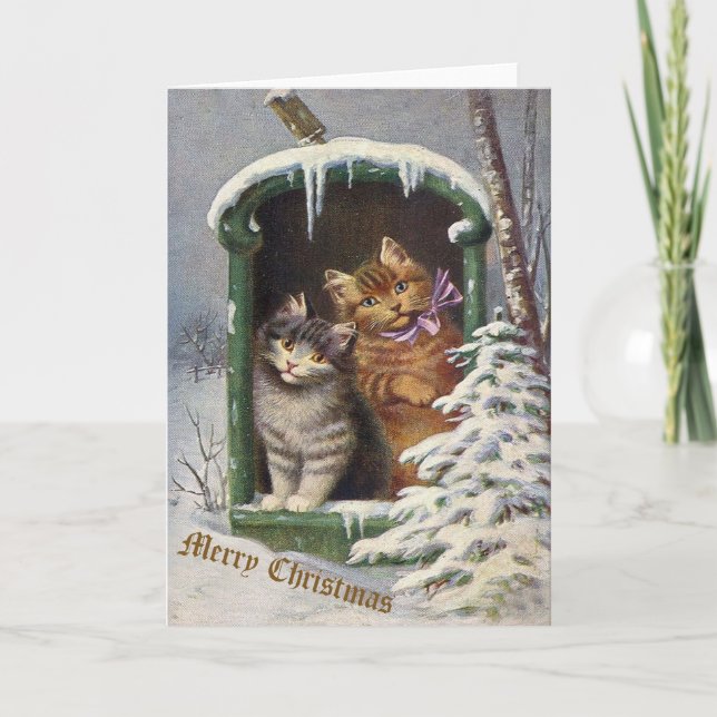 Vintage Cat Christmas Card (Front)