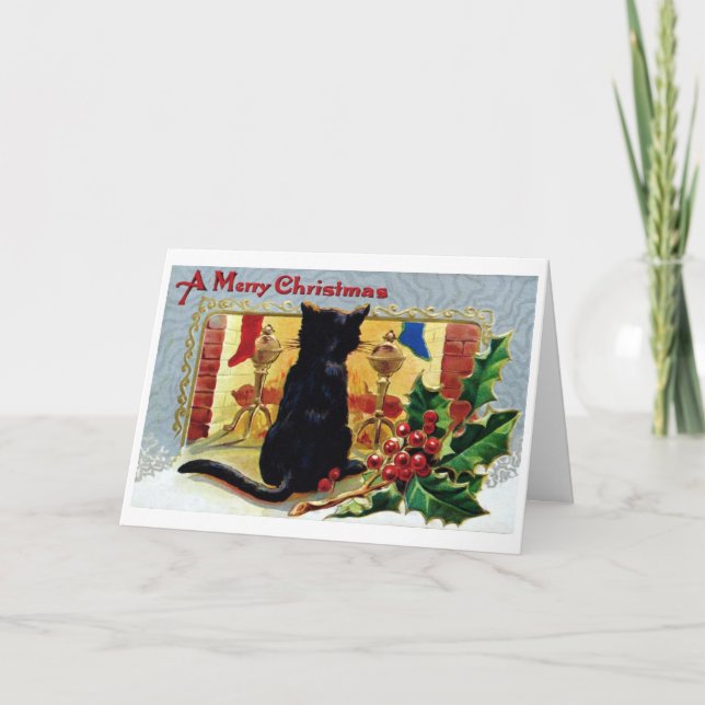 Vintage Cat Christmas Card (Front)