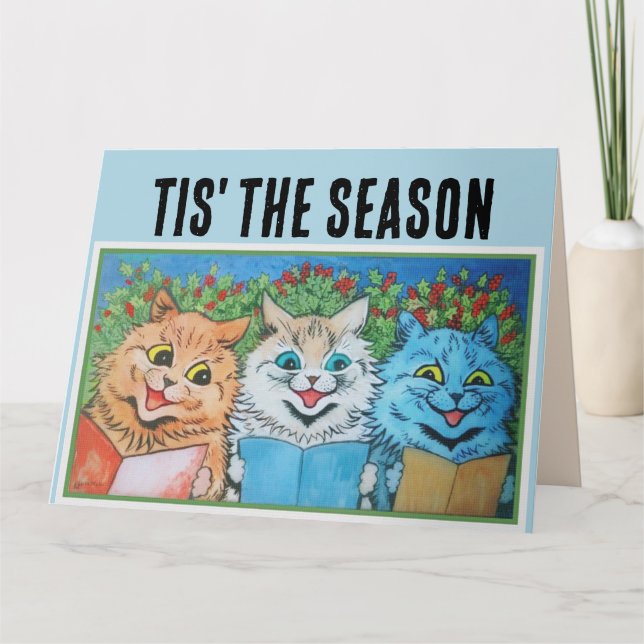 VINTAGE CAT CHRISTMAS Greeting Cards (Front)