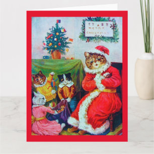 Vintage Cat Christmas, Louis Wain Card